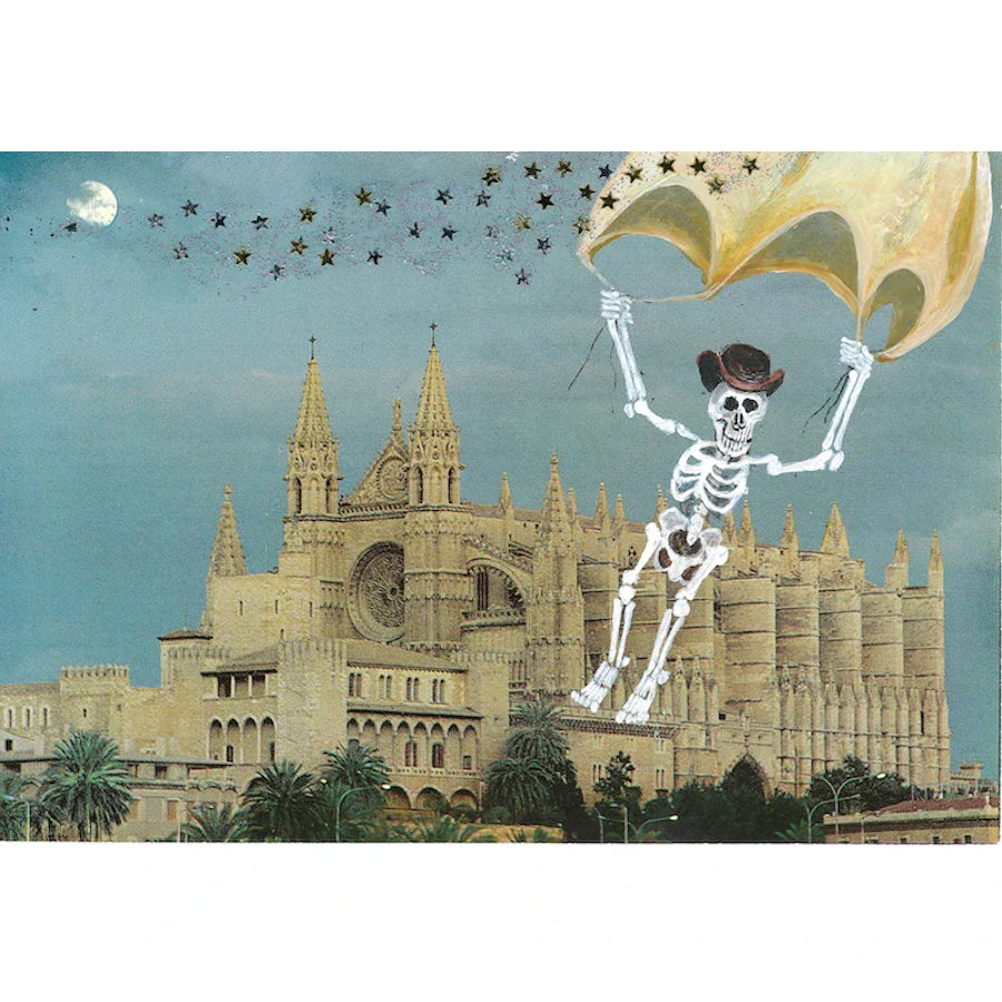 Swiss Skeli parachuting over Notre Dame, Paris